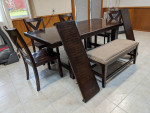 Dining table set included 2 extension, chairs and bench