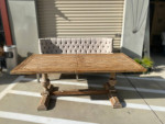 French Country, Weathered Wood Trestle Dining Table
