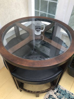 PRICE DROP ~ $$~~$~ PUB BAR TABLE WITH LEATHER STORABLE CHAIRS ~$~~$$