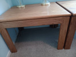 OAK COFFEE TABLE AND 2 END TABLES WITH LAMPS