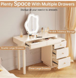 Makeup Vanity Desk with LED Light & Mirror Modern Cosmetics Table for