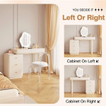 Makeup Vanity Desk with LED Light & Mirror Modern Cosmetics Table for