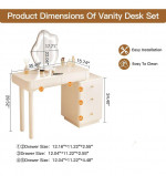 Makeup Vanity Desk with LED Light & Mirror Modern Cosmetics Table for