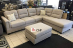 Brand new sand color linen sectional sofa with Ottoman