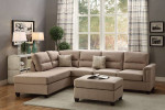 Brand new sand color linen sectional sofa with Ottoman