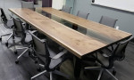 Walnut slab conference table