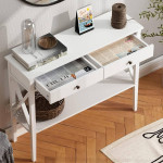Console Table with Drawers, Narrow Wood Accent Sofa Table Entryway Table with St