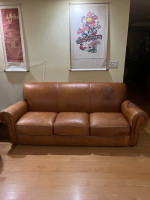 Vintage Brown Leather English Roll Arm Sofa