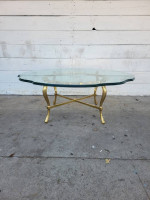 Hollywood Regency Brass and Glass Coffee Table