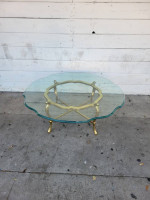 Hollywood Regency Brass and Glass Coffee Table