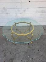 Hollywood Regency Brass and Glass Coffee Table