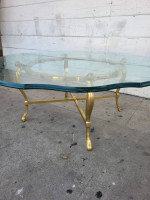 Hollywood Regency Brass and Glass Coffee Table