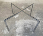 Knoll style chrome steel Barcelona glass coffee table mid century