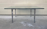 Knoll style chrome steel Barcelona glass coffee table mid century