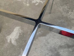 Knoll style chrome steel Barcelona glass coffee table mid century