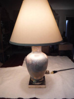 Porcelain and Brass Table Lamp w/Shade