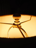 Porcelain and Brass Table Lamp w/Shade