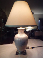 Porcelain and Brass Table Lamp w/Shade