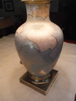 Porcelain and Brass Table Lamp w/Shade