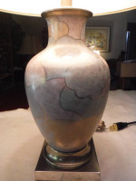 Porcelain and Brass Table Lamp w/Shade