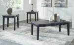 !@#NEW_DARK CHARCOAL GRAY WOOD GRAIN 3PCS COFFEE TABLE SET FOR SOFA