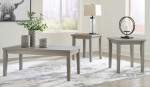 !@#NEW_GRAY WOOD GRAIN 3PCS COFFEE TABLE SET INCL. 2 END TABLES ALL