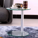 Modern tempered glass and steel end/side table