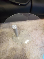 Modern tempered glass and steel end/side table