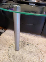 Modern tempered glass and steel end/side table