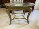 Glass and metal dining table