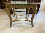 Glass and metal dining table