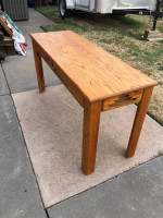 Beautiful Solid Oak Sofa/Entryway/Accent Table with Copper Accents