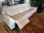 Macy's White Leather Triple Electric Power Reclining Sofa