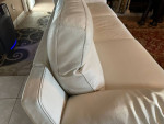 Macy's White Leather Triple Electric Power Reclining Sofa
