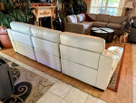 Macy's White Leather Triple Electric Power Reclining Sofa