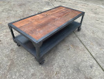 Reclaimed wood and steel coffee table