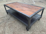 Reclaimed wood and steel coffee table