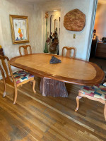 Large redwood base dining table