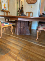 Large redwood base dining table