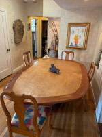 Large redwood base dining table