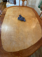 Large redwood base dining table
