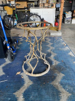 Antler side table, brass w/glass top