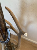 Horseshoe Handmade Steel Table Lamp w/Antlers And New Shade