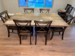 REDUCED!! Solid Oak Large Dining Double Pedestal Table with 8 chairs