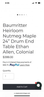 Ethan Allen drum accent table
