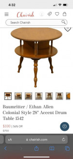 Ethan Allen drum accent table