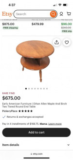 Ethan Allen drum accent table