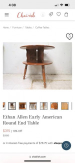 Ethan Allen drum accent table