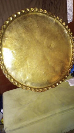 MID CENTURY BRASS PIE SHAPE TABLE