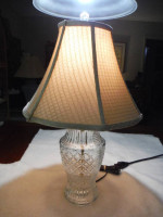 Pressed Clear Glass Table Lamp w/ Silk Shade